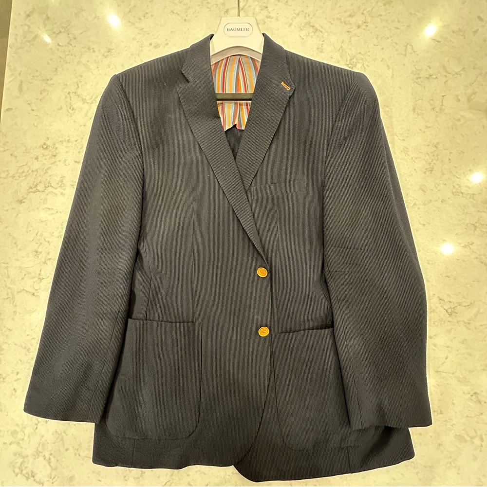 Elegant Charcoal Blazer with Gold Accents